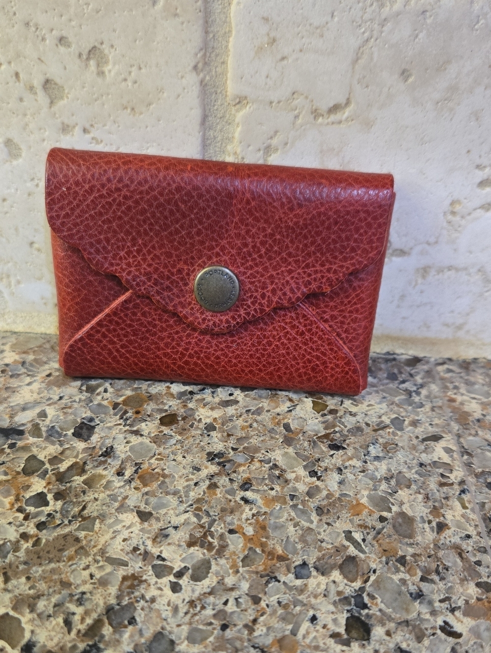 Portland Leather Goods Many Daisy Envelope Wallet Chili Red